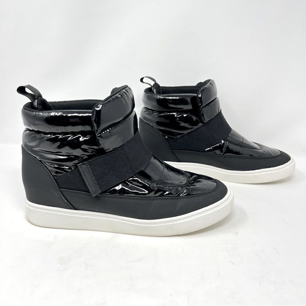 JF Sinead Patent Nylon Black Arctic Lite Strap Puffy Boot High Top Sneaker 10